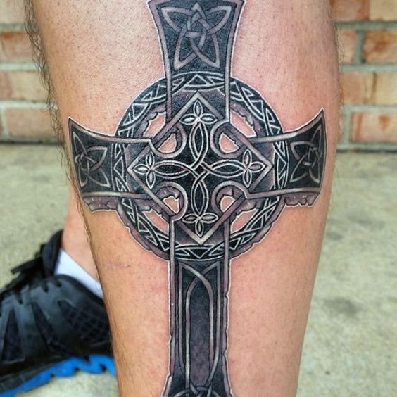 celtic cross tattoo leg