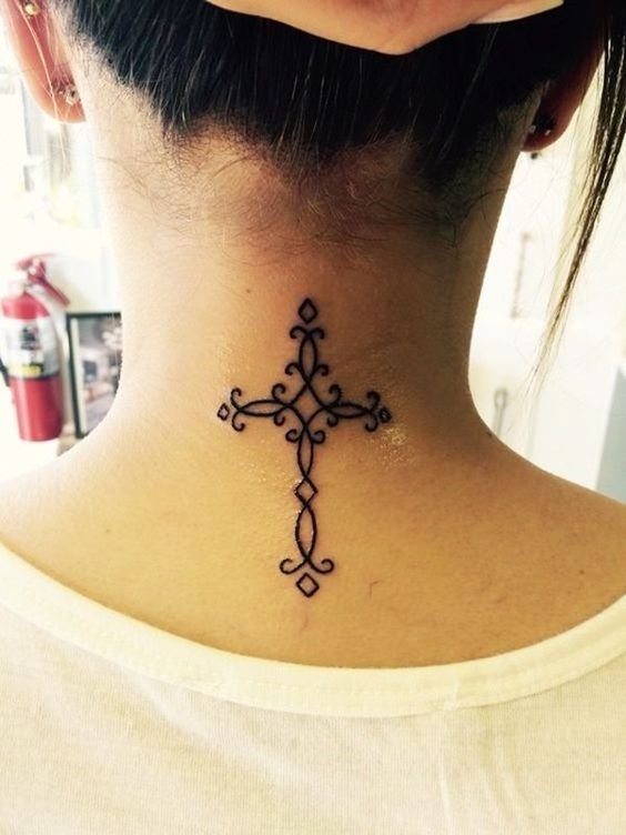 cross tattoo neck