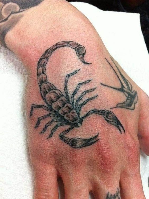 hand tattoo scorpio
