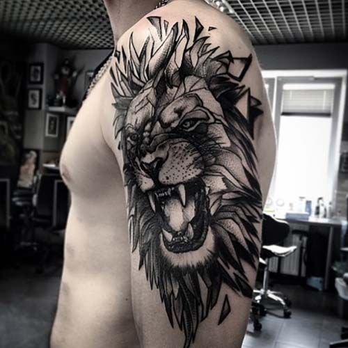 lion shoulder tattoo